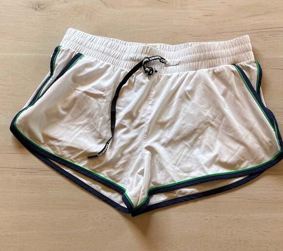 Love & Sports Pants - Love & Sports White Retro Running Shorts with Contrast Piping
